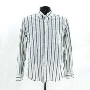 J. Crew Slim Fit Casual Oxford / Blue & Off-white Stripes / Men's MEDIUM